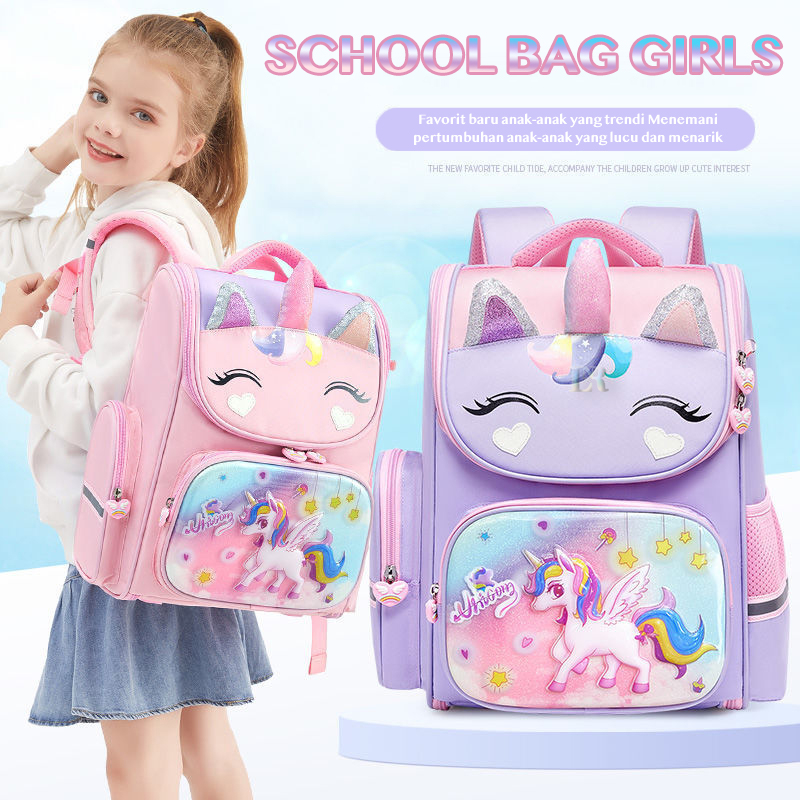 LNR Shop S-019 S-020 Tas Sekolah Import Anak Perempuan Anti Air Gesper Tali Bahu Bahan Polyester TK - SD Kelas 1 2 3 4 5 6 Ransel School Bag Sekolah Dasar Taman Kanak Cowok Boy Playgroup Pre-K K1 K2 Kindergarten Tas Punggung