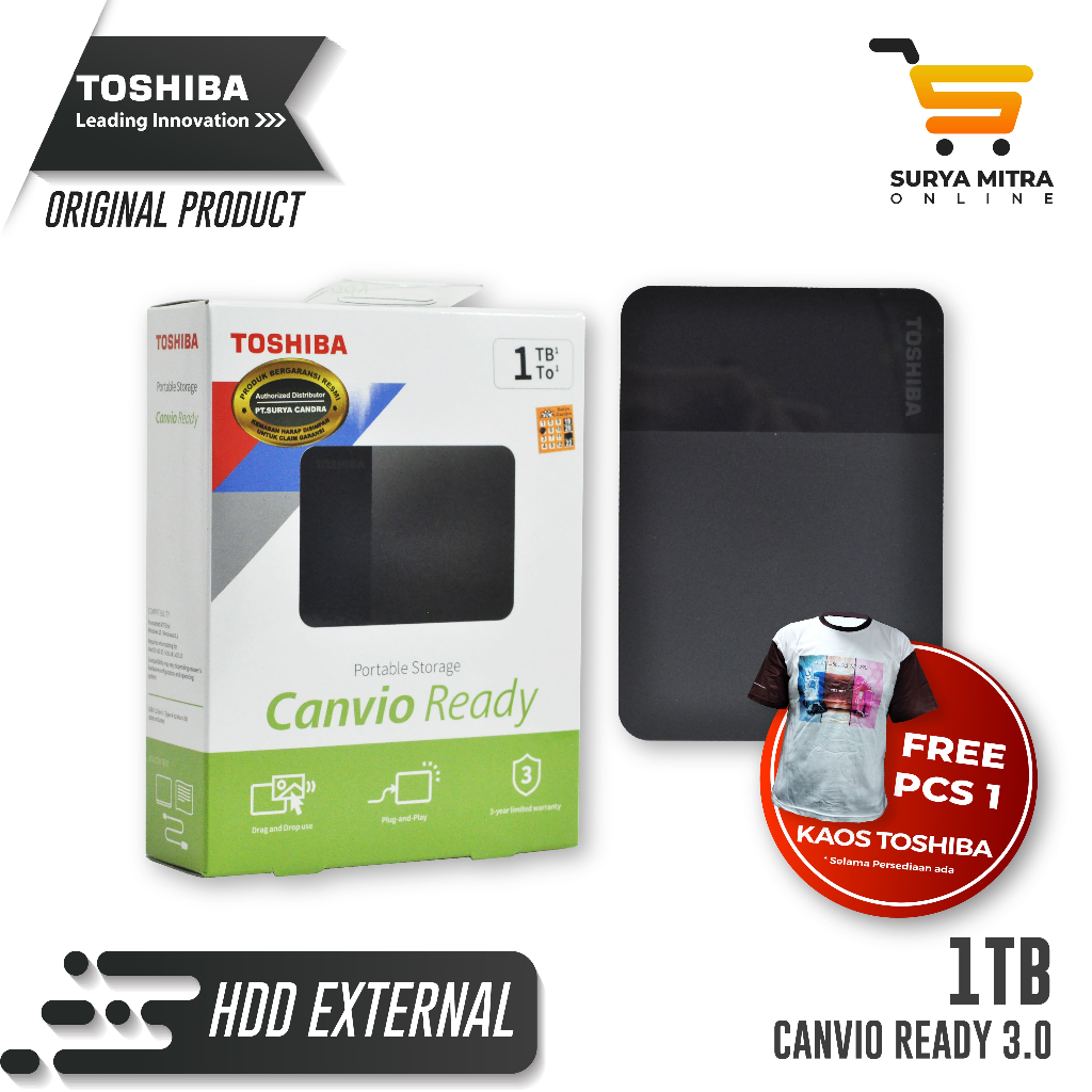 Hardisk Eksternal Toshiba Canvio Ready 1TB USB 3.0