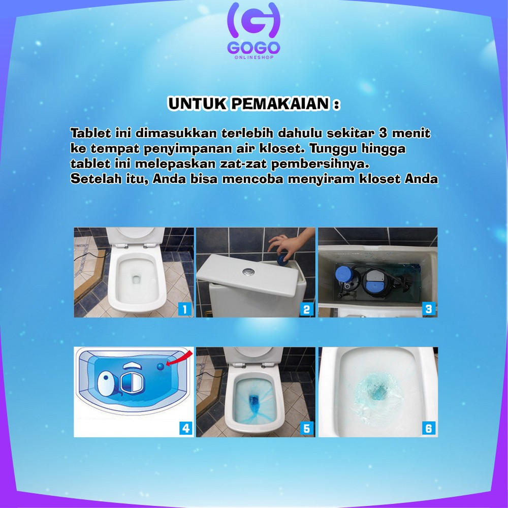 GOGO-C856 Tablet Biru Pembersih Toilet Penyegar Pewangi WC Penghilang Bau Anti Bau Toilet / Pembersih Kloset Toilet Cleaner Anti Kuman