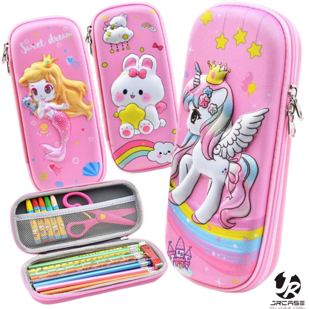 

JRCASE Kotak Pensil Lucu Anak 3D EVA Cartoon Unicorn Rabbit Nasa Dino Cat Kucing Astronot Space Giraffe Mermaid Jerapa Disney Perempuan Cowok Cewek Tempat Pencil Case Box 4D Keren Kartun Souvenir Gift Hadiah