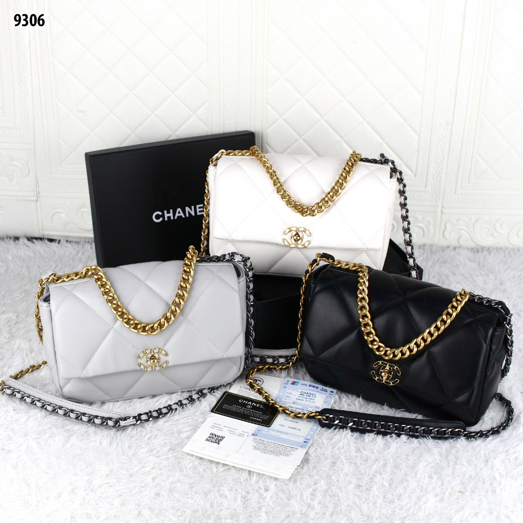 TAS CH 19 FLAP BAG TRIO OF CHAINS 9306 (FREE BOX)