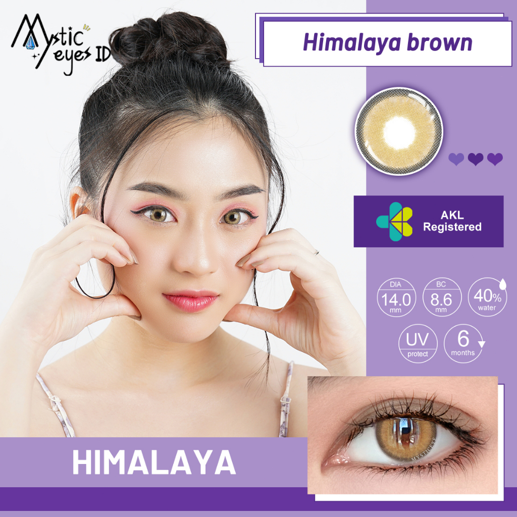 [✅COD] MYSTICEYES SOFTLENS HIMALAYA SERI 14.5MM BROWN LENSA KONTAK MINUS 0 -8.00 COLOR CONTACT LENS