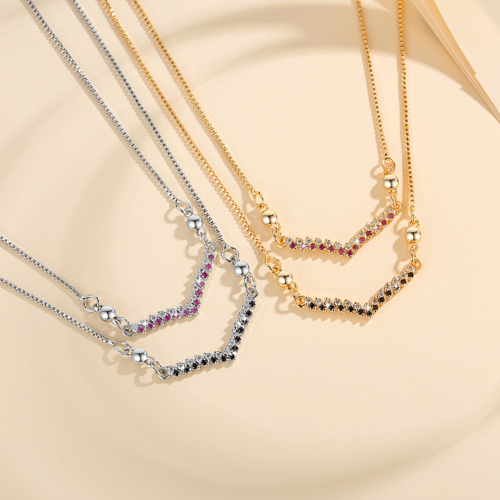 Y051 【Barang spot】Kalung Titanium Wanita Fuji Lapis Emas Berlian Zirkon Liontin Aksesoris Jewelry