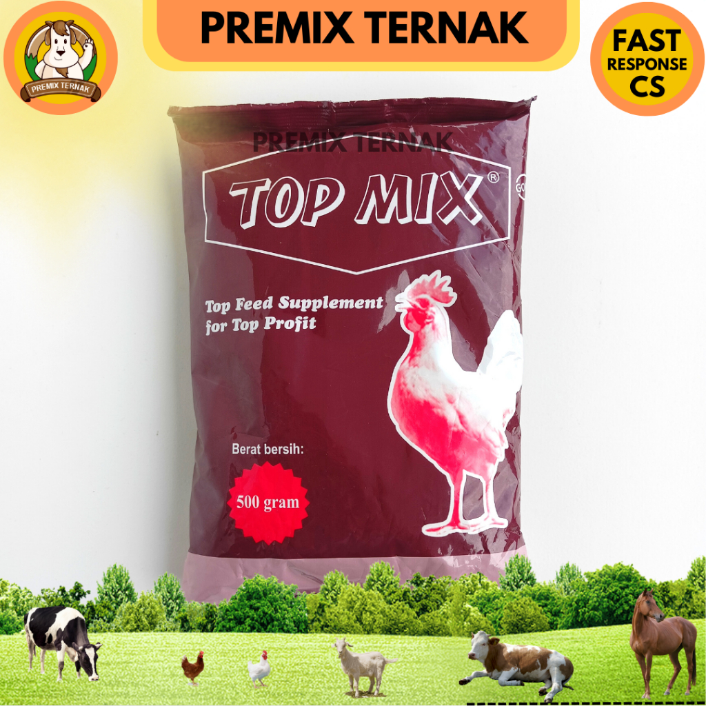 TOPMIX TOP MIX 500 GRAM MEDION Suplemen Penggemuk Ayam Tingkatkan Produksi Telur Tambahan Pakan Unggas Top mix