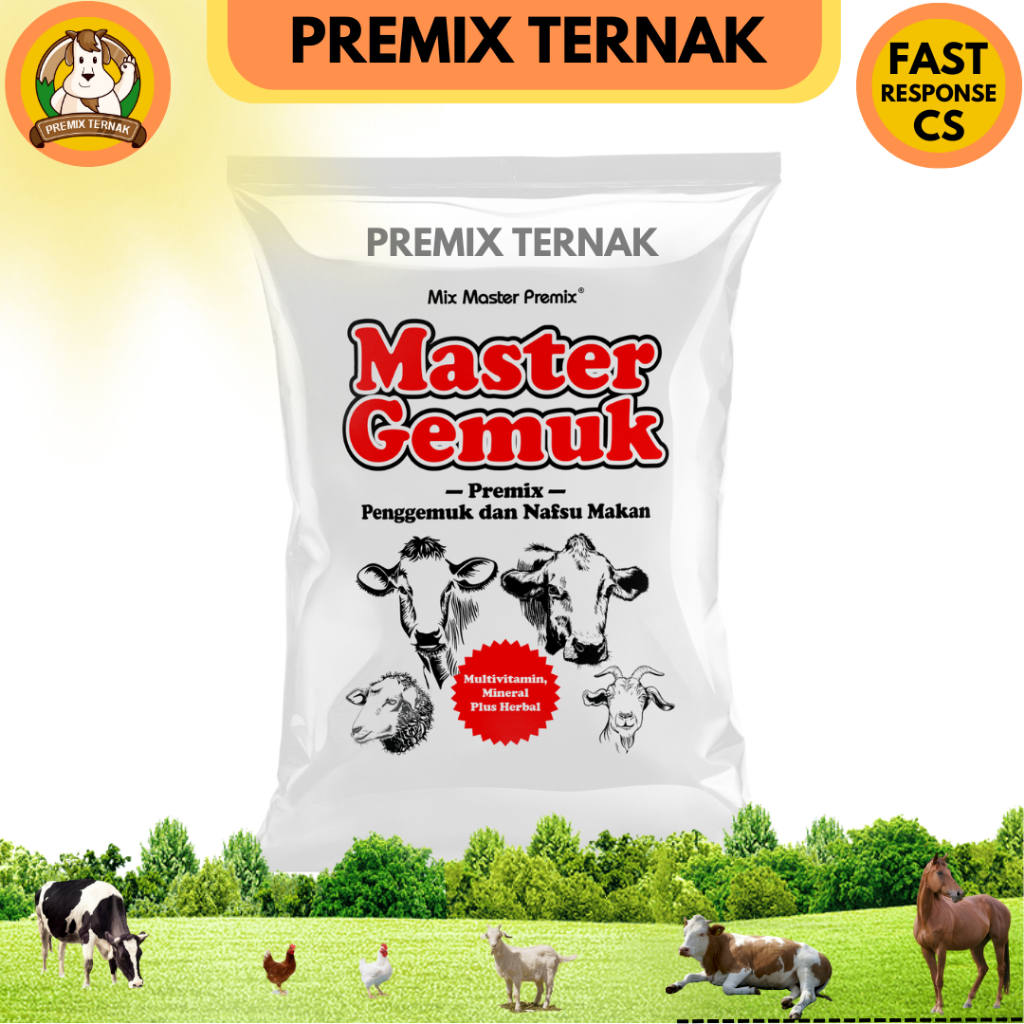 Premix Sapi MASTER GEMUK 1 KG - Premix Vitamin Mineral Penggemuk dan Nafsu Makan Sapi Kambing dan Domba