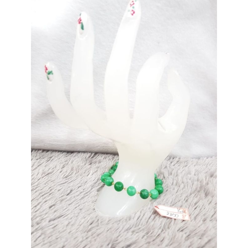 GL2112H339H Gelang model mata batu giok hijau jade green sembur emas kuning asli berat 2.300 sama ma