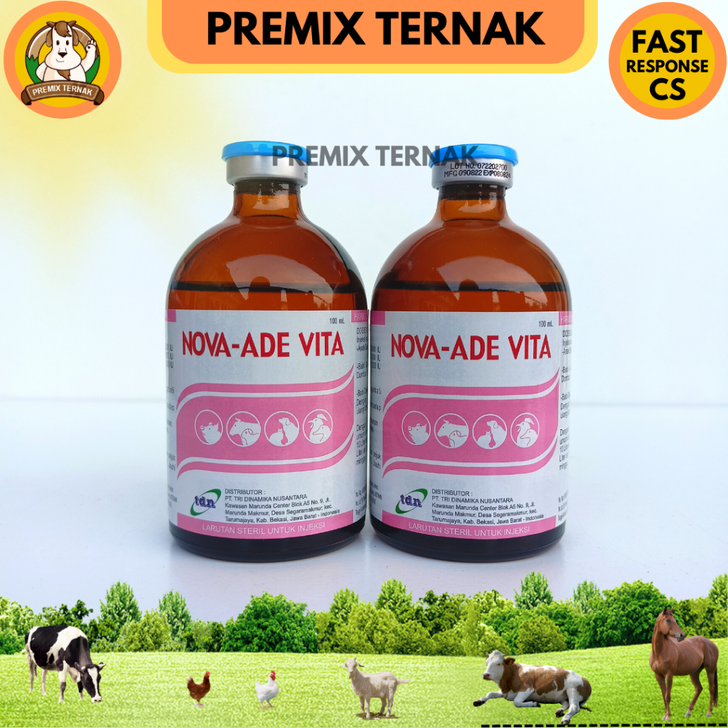 NOVA ADE VITA 100 ml - Vitamin ADE Hewan Multivitamin Daya Tahan Pertumbuhan Tubuh Ternak - Like Vitol Fertilife