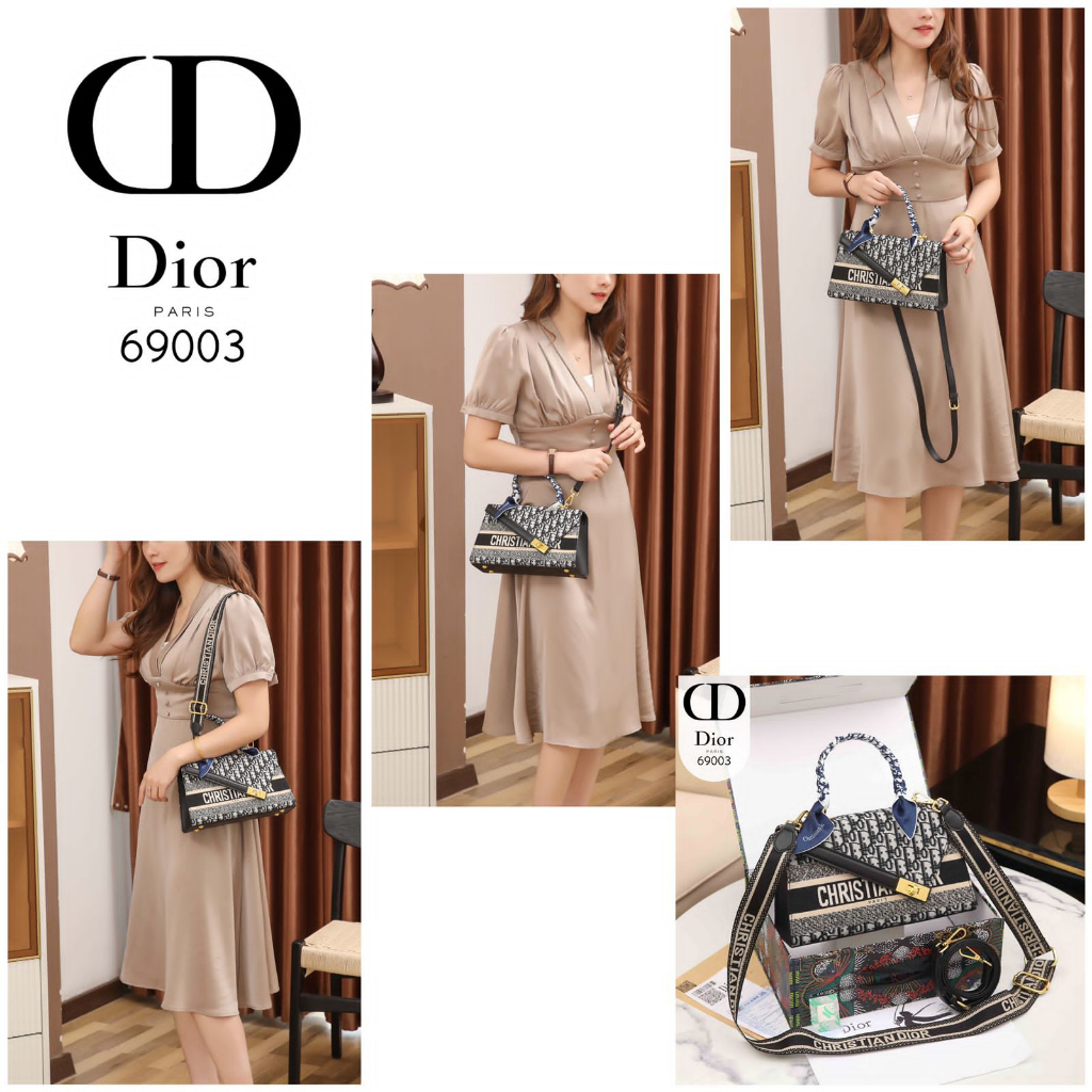 Tas Christian Dior Flap Scalene Triangle Oblique Jacquard Top Handle Bag 69003 ASD 89 batam impor or