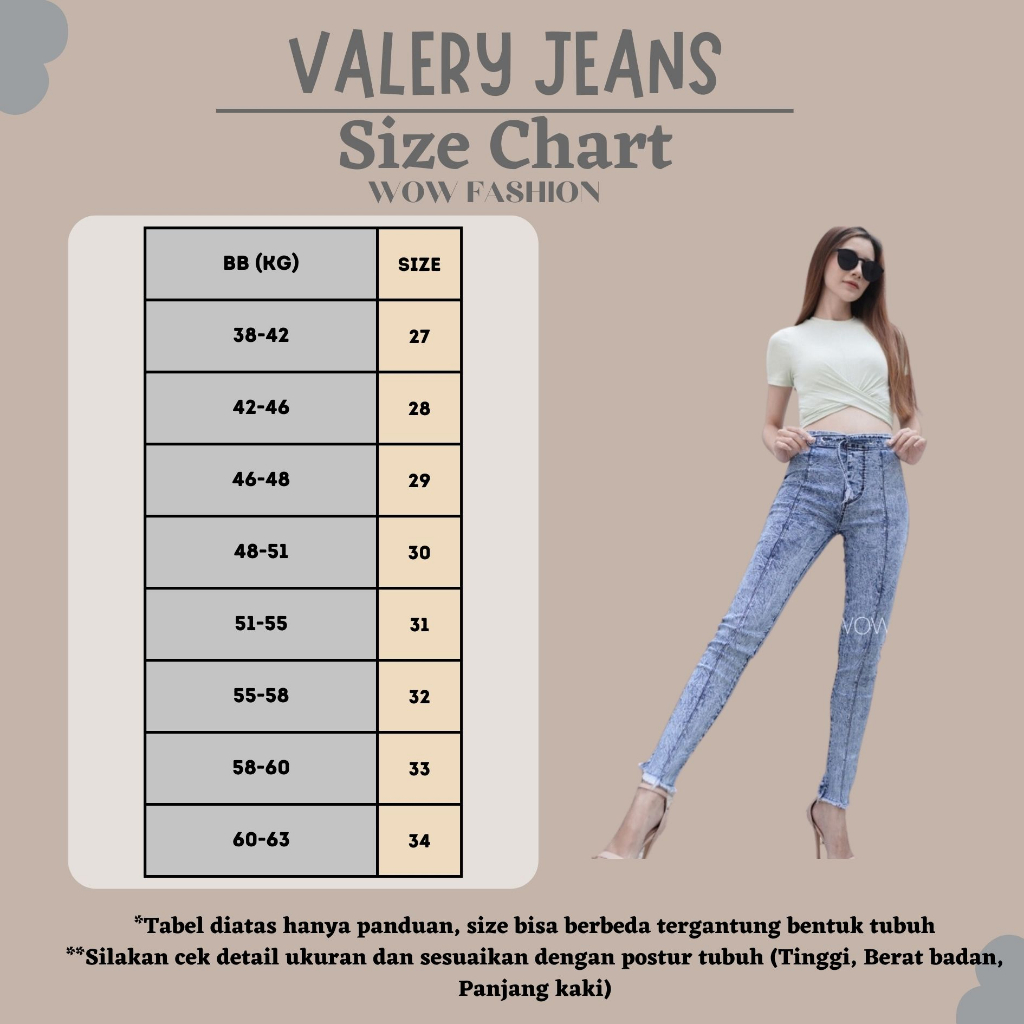 WOW-Valery Jeans ( HW TALI ) Highwaist Jeans Premium Strect Snow