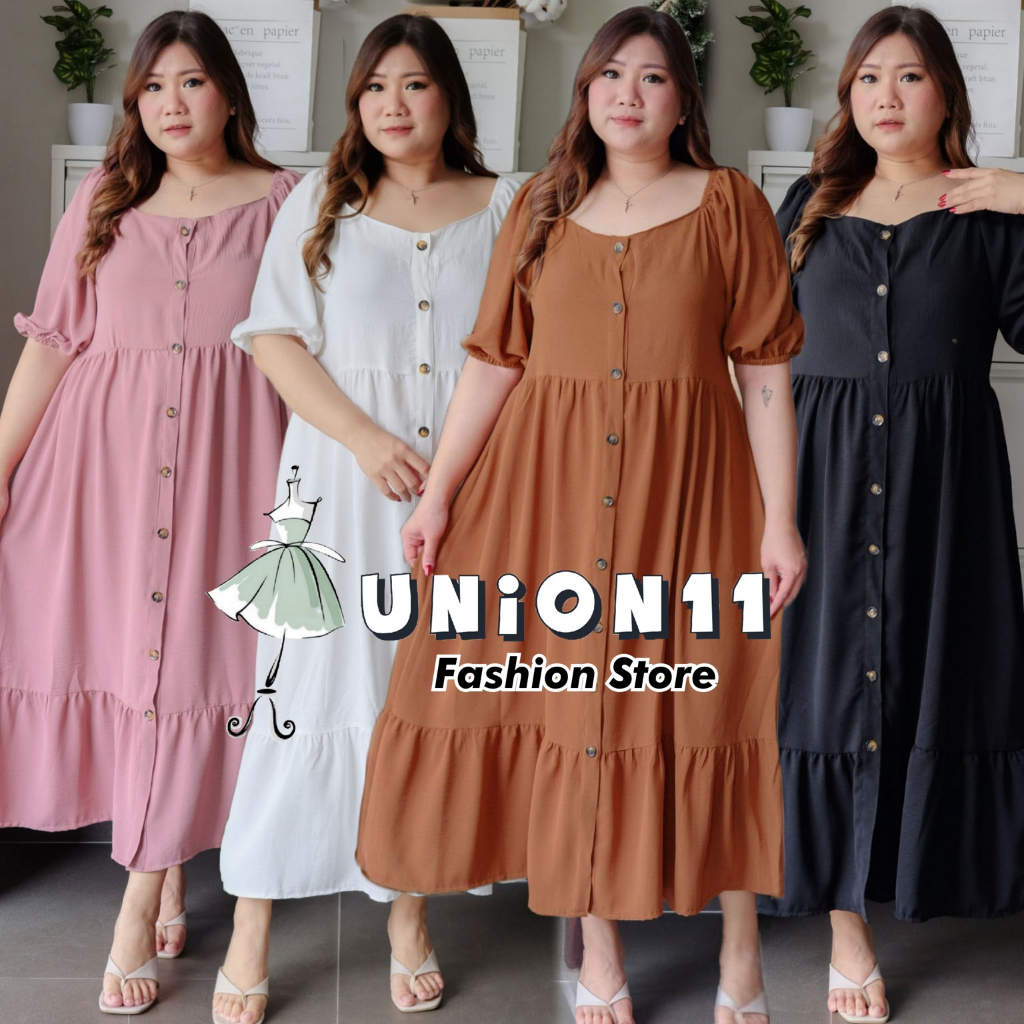 UNION11 - DRESS JUMBO WANITA LD 120 / BAJU JUMBO WANITA / MAXI JUMBO BAHAN CRINKLE / DRESS JUMBO WANITA MUAT BB 90 KG DAMIAN