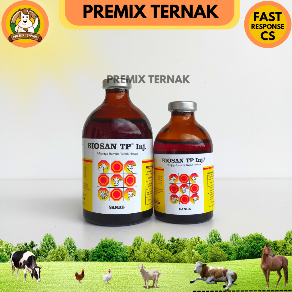 BIOSAN TP Injeksi 100ml &amp; 50ml - Meningkatkan Stamina Daya Tahan Hewan SANBE