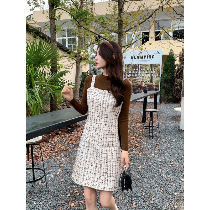 TWEED DRESS TERUSAN IMPORT WANITA NEW WINTER MX578