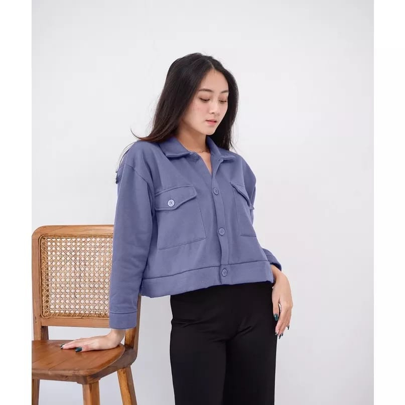 pakaian wanita LEZY CROOPE BUTTON  sweater - outher wanita