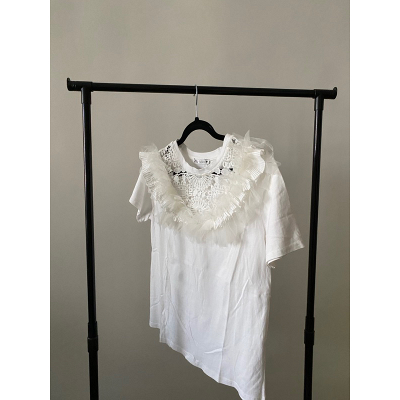zara lace top atasan renda putih