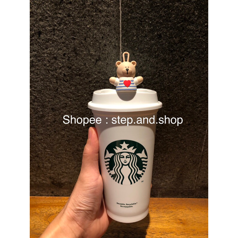 Starbucks Reusable Cup and Stopper Bearista Boy Valentine 2022 Limited Edition