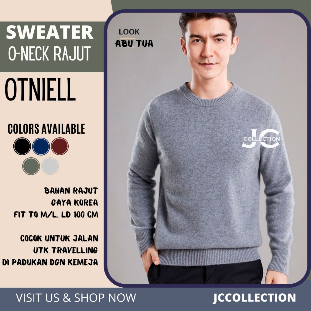 Outer Sweater Pria Rajut Korea Leher O / Sweater Rajut Cowok Oneck Otnell Knit - JCCollections