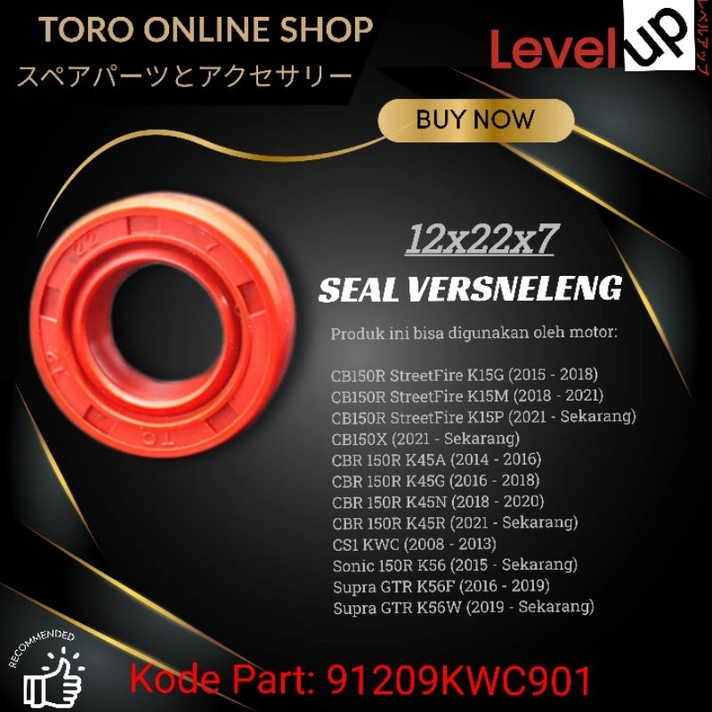 oil seal 12x22x7 level up sil versneling cb150 r sonic  sil perseneling cbr150 supra gtr oil seal as