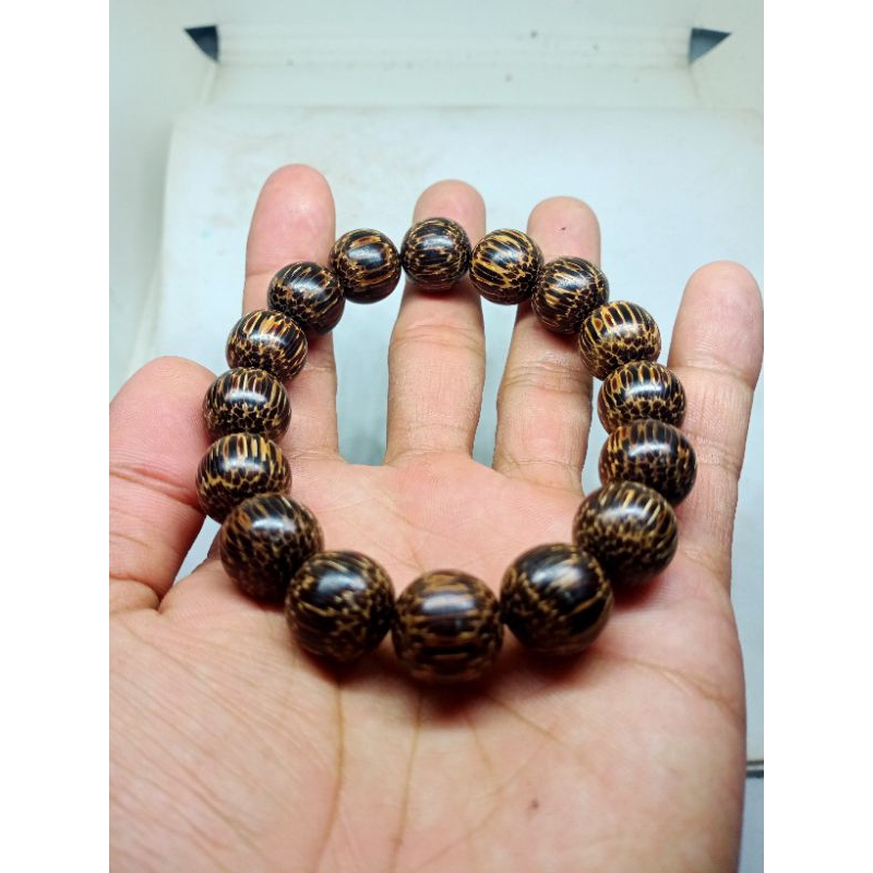 gelang kayu liwung macan tutul 14 mm