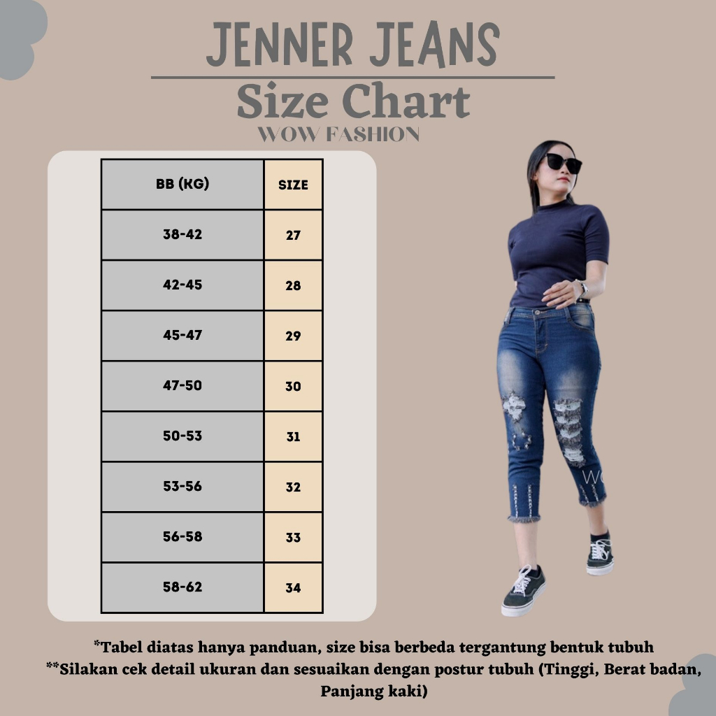 WOW-Jenner Celana Jeans//Celana 7/9 Ripped Wanita//Celana Jeans Wanita//Celana Sobek Wanita