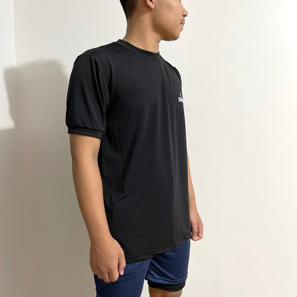 Kaos Olahraga Pria Running Joging Gym Fitnes Cepat Kering Lengan Pendek Pakai Rib