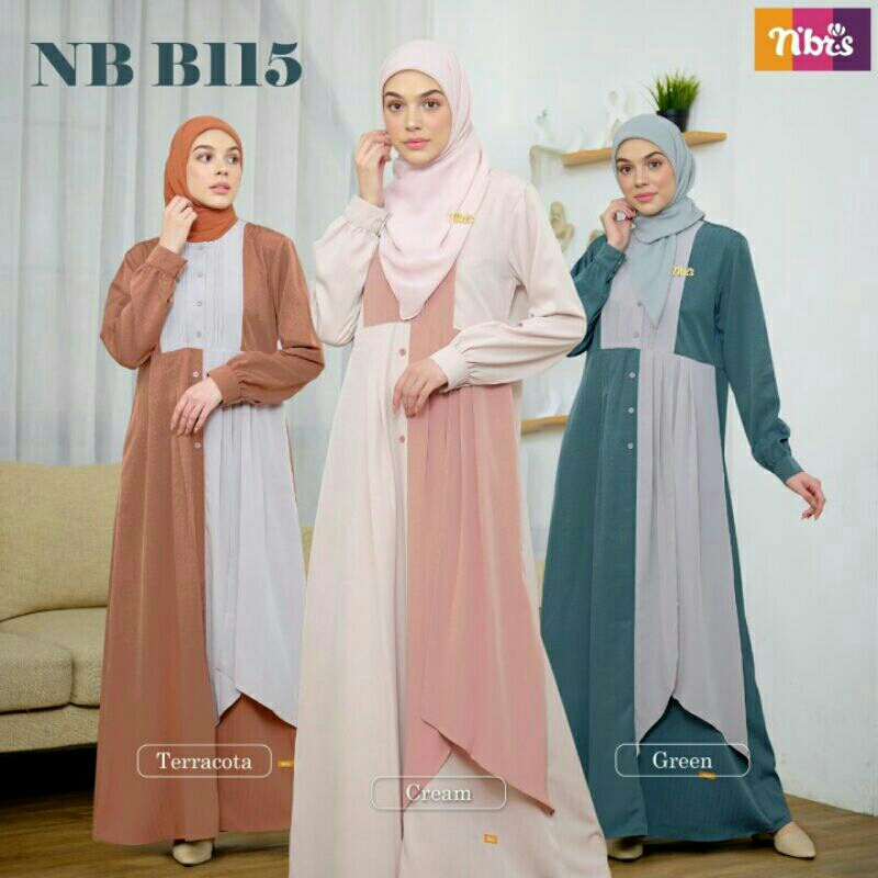 GAMIS KATUN WANITA NB B115 ORIGINAL NIBRAS FASHION DRESS BAJU BUSANA MUSLIM DEWASA BUSUI BAHAN COTTO