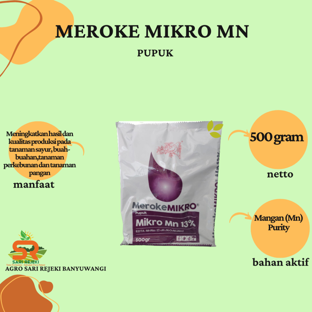PUPUK MEROKE MIKRO Mn 13% EDTA 500GRAM