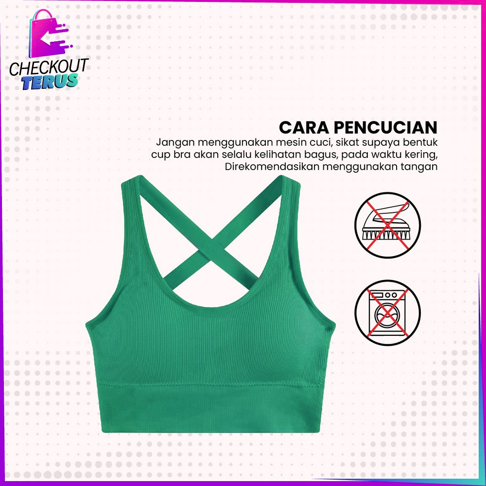 CT P308 Tank Top Bra Wanita Olahraga Tanpa Kawat Korean Style Tengtop Sport Bra dengan Busa Crop Top Fashion Street