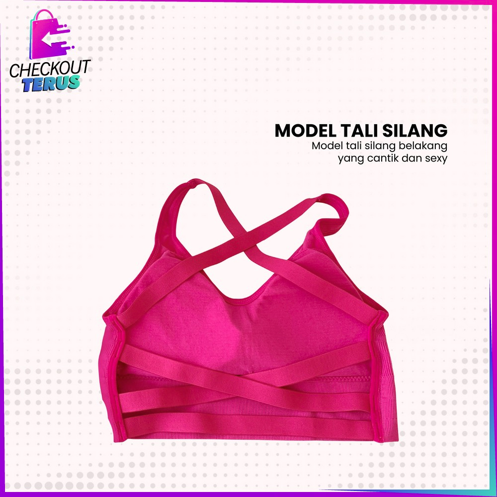 CT P308 Tank Top Bra Wanita Olahraga Tanpa Kawat Korean Style Tengtop Sport Bra dengan Busa Crop Top Fashion Street