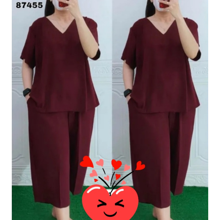 SETELAN ANDIN PENDEK DEWASA/SETCEL WANITA/SETELAN POLOS/BAJU SETELAN WANITA TERBARU