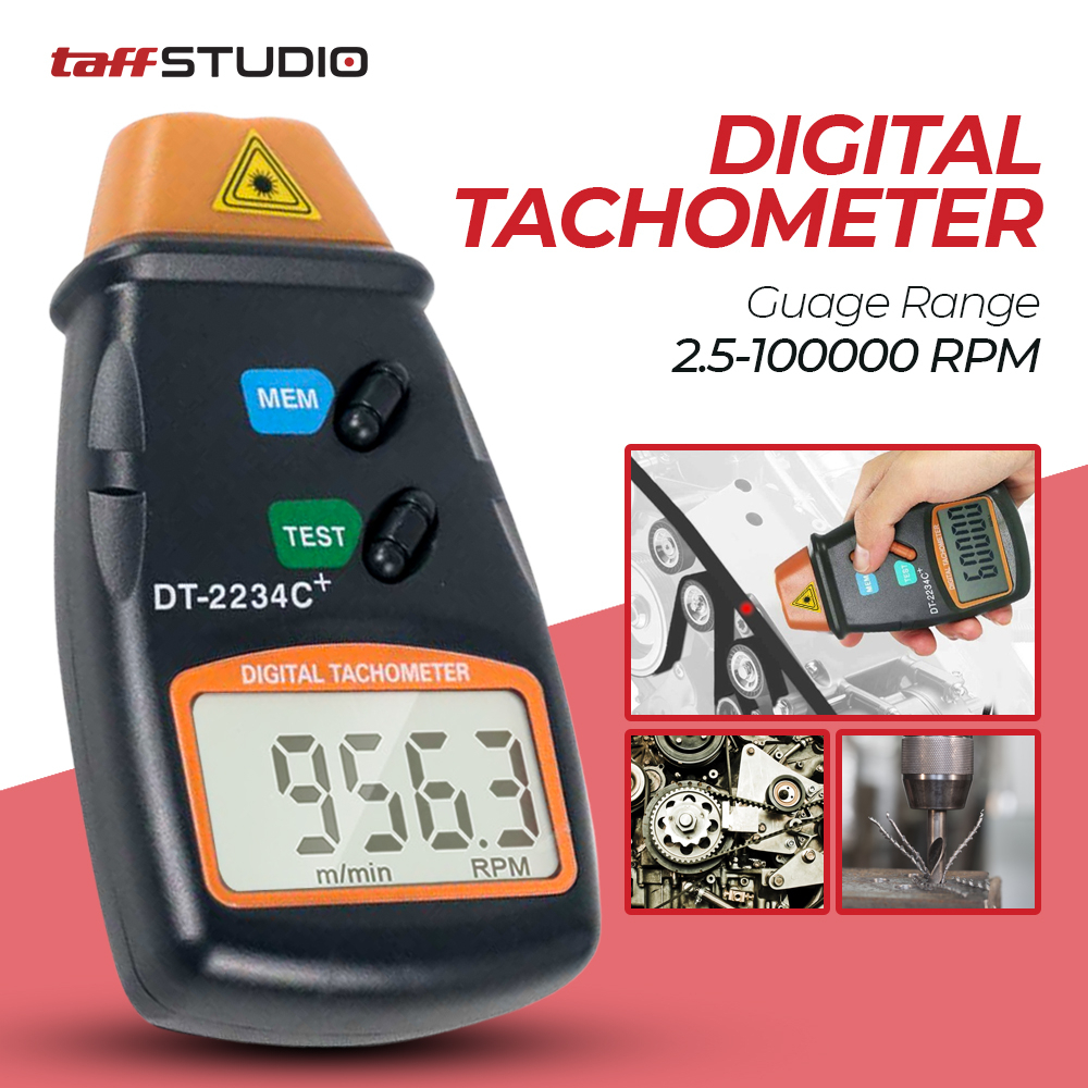 LCD Digital Laser Photo Tachometer 2.5-100000 RPM - DT-2234C+ - OMRS6ABK Black