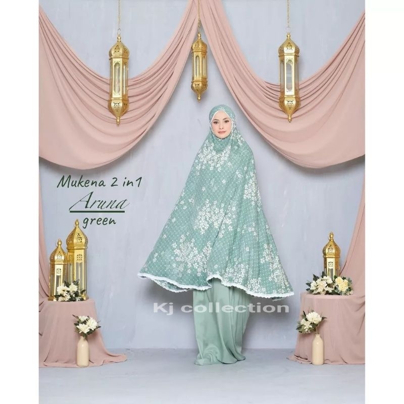 mukena dewasa rayon 2 in1 aruna jumbo free tas