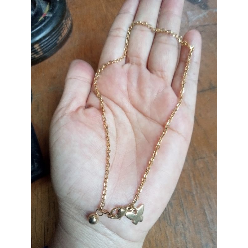 gelang kaki wanita titanium asli ada warna gold&silver