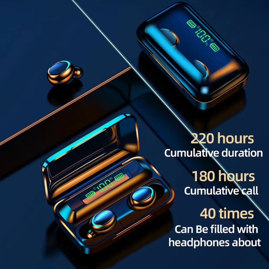 【COD】【Free gift】Jovitech TWS Wireless Earphone Earbuds In Ear Headset Bluetooth 5.0 Dengan Mikrofon HIFI Stereo 9D With 3000 mAh Powerbank mp3 gaming earphone lucu headphone earbuds - F9