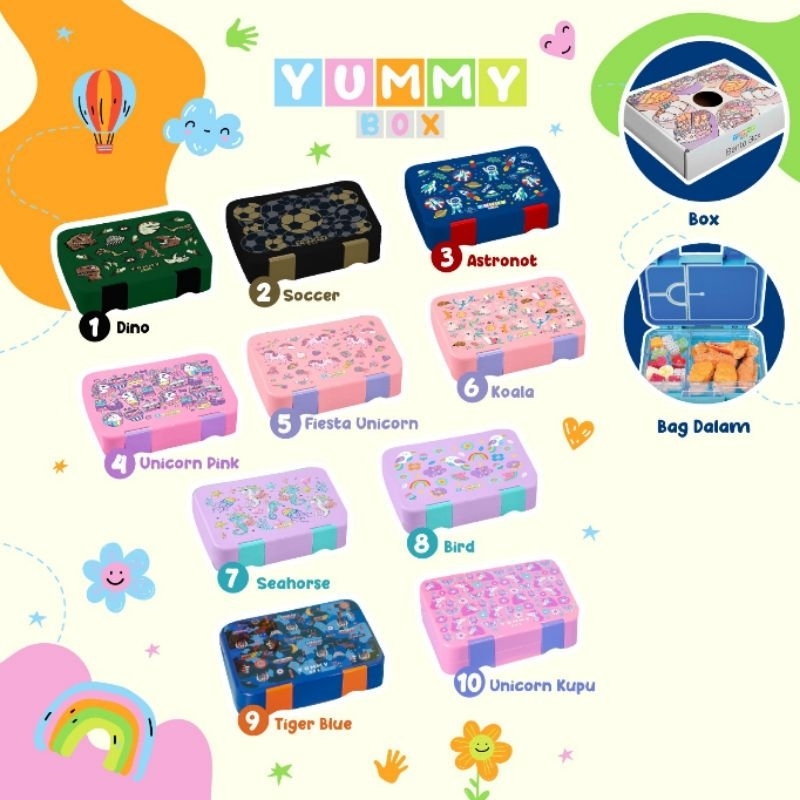 Yummy Box Medium Characters Bento Colors 777599 / Kotak Makan Bekal Anak / Kids Lunchbox