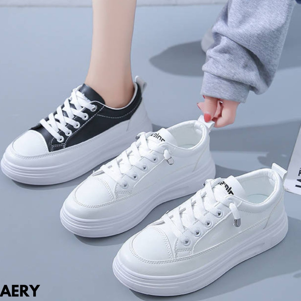 SEPATU SNEAKERS WANITA LOWCUT GAUL FASHION CASUAL KEREN BAHAN PU IMPORT AERY