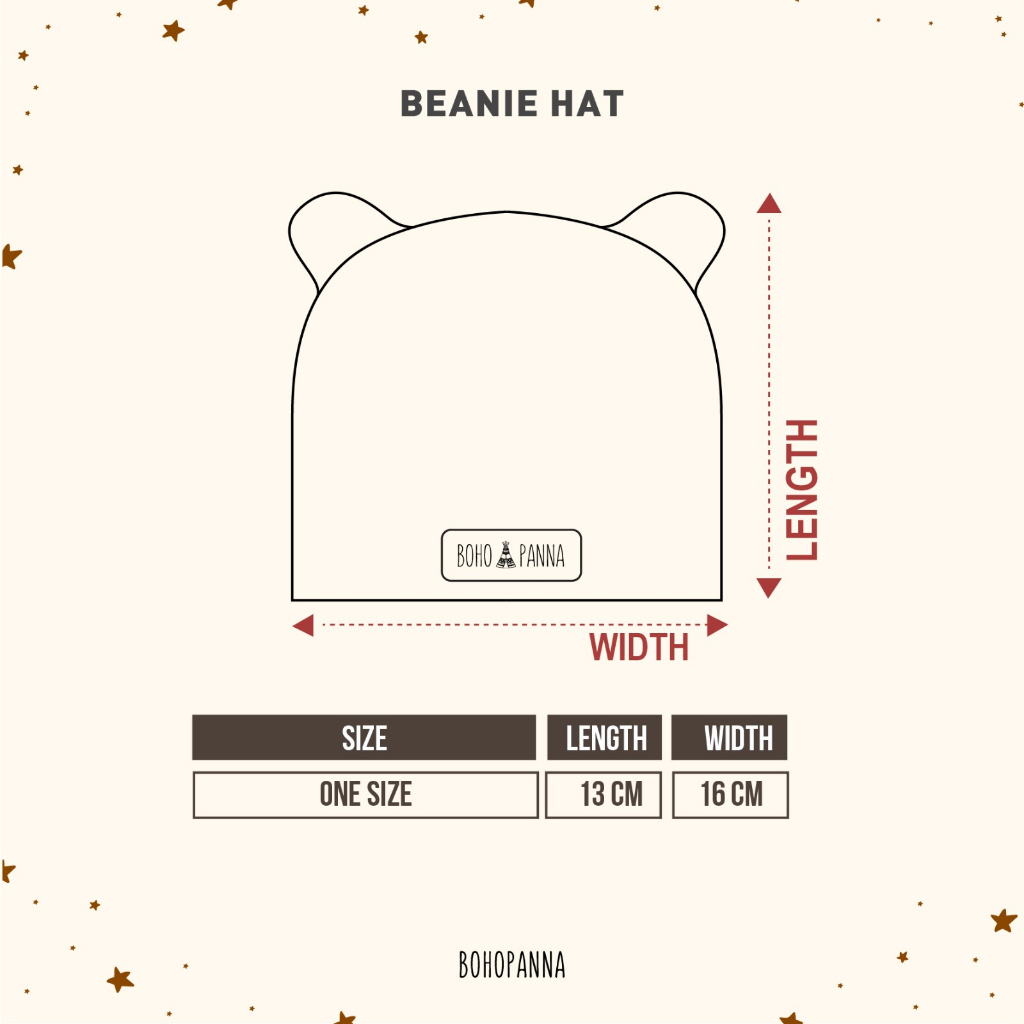 BohoPanna Beanie Hat Bayi 0-1 Tahun Topi