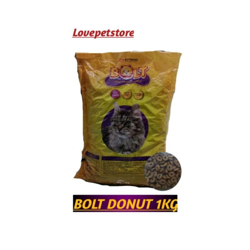 Bolt Cat Adult Tuna (Donat) repack 1kg~Makanan kucing dewasa Bolt