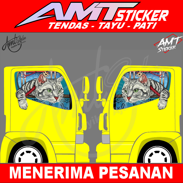 Stiker One way Kaca Samping Truk Canter - Stiker Tangan Kucing