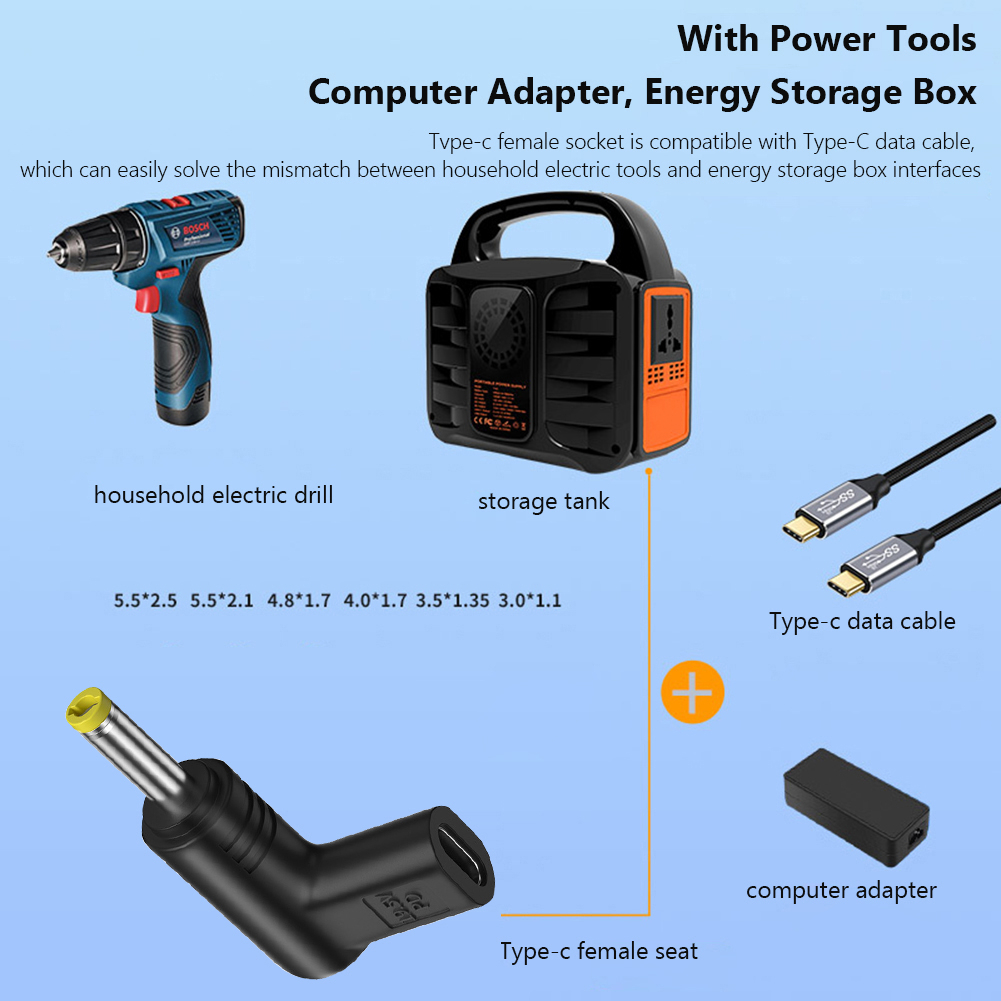 Konektor USB Type C PD to DC Male Plug Adapter Charger Laptop Universal 12V 15V 19V