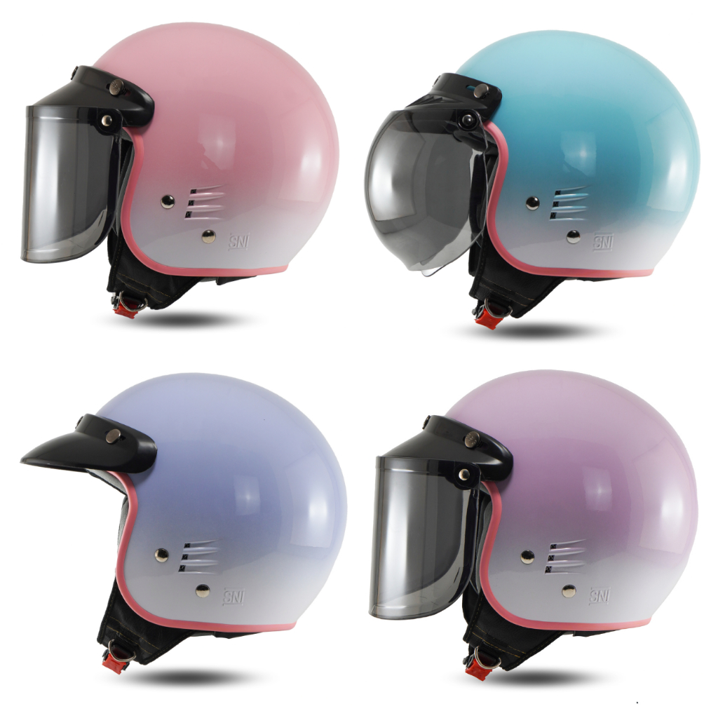 HELM BOGO DEWASA PRIA WANITA DUA WARNA PASTEL SNI