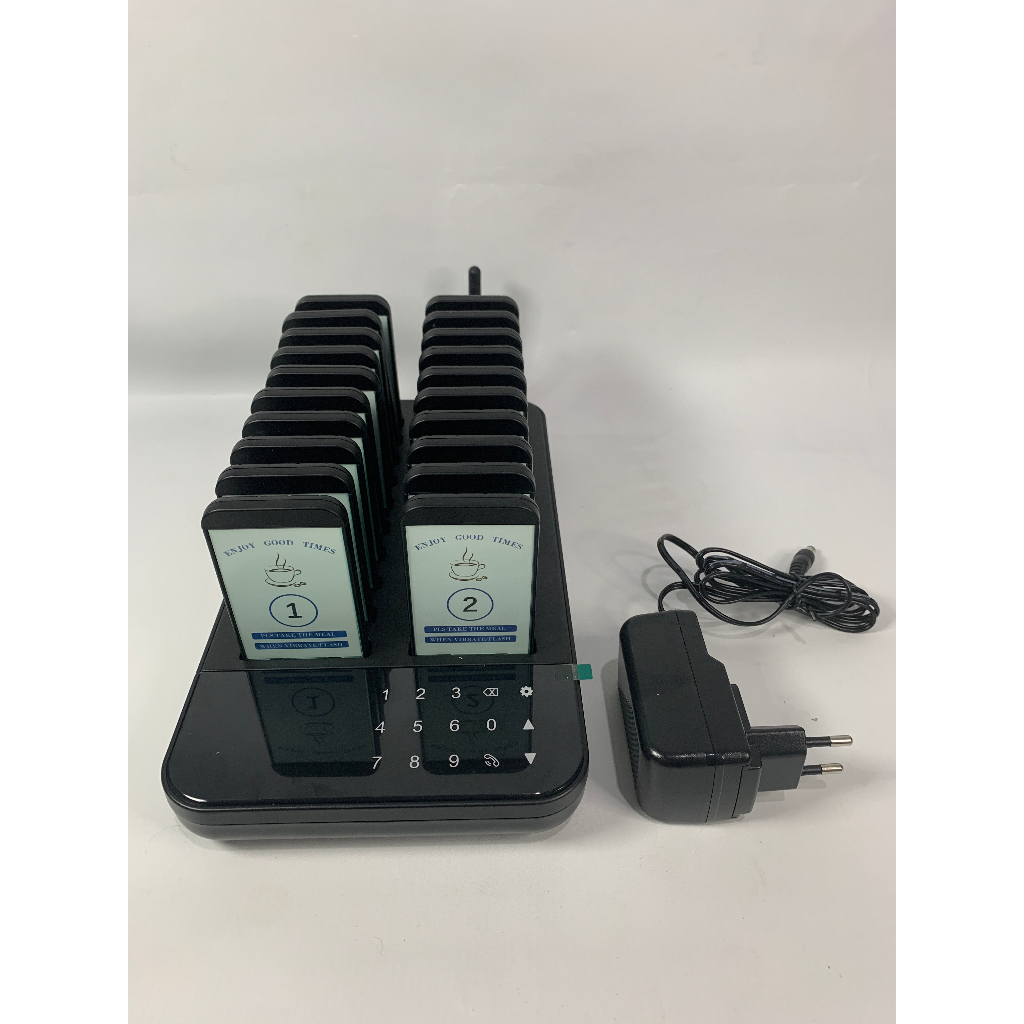 Mesin Antrian Restoran / Resto Cafe Sharkpos RP20A Popular Wireless Guest Paging System Antri Kasir Alarm Bunyi - Hitam RP 20A