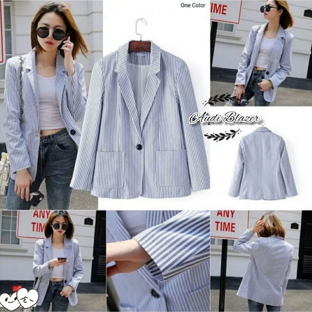 REAL VIDEO Blazer Salur Audi / TA / Outwear Wanita / Blazer Casual Style / Baju Wanita Korea Style /