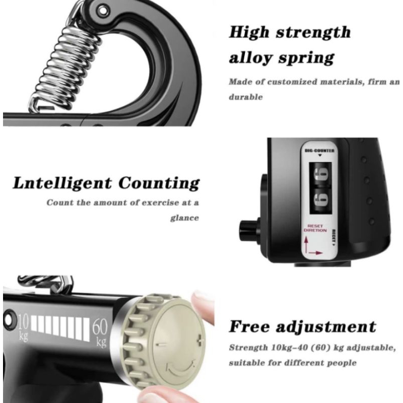 Hand Grip Premium Adjustable Counter 5-60 Kg Alat Olahraga Tangan Handgrip Exercise