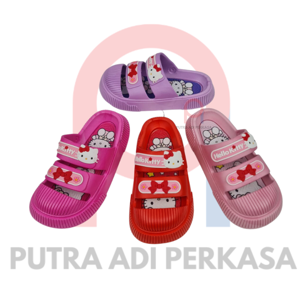 Sandal Karet Jelly Ban 2 Anak Perempuan Motif Hello Kitty Import