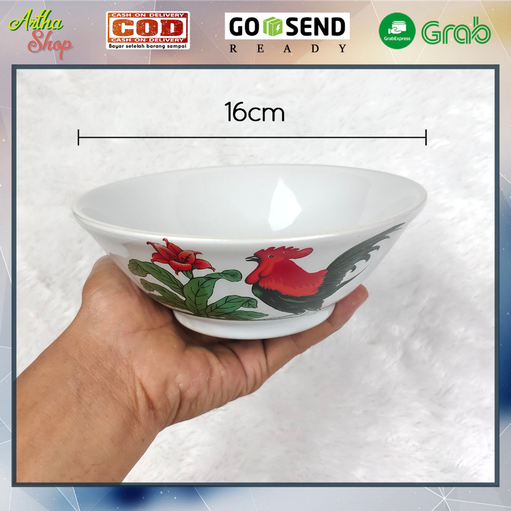 Mangkok Keramik lucky Ayam jago 6inci 15cm Mangkok mi ayam Mangkok Baso