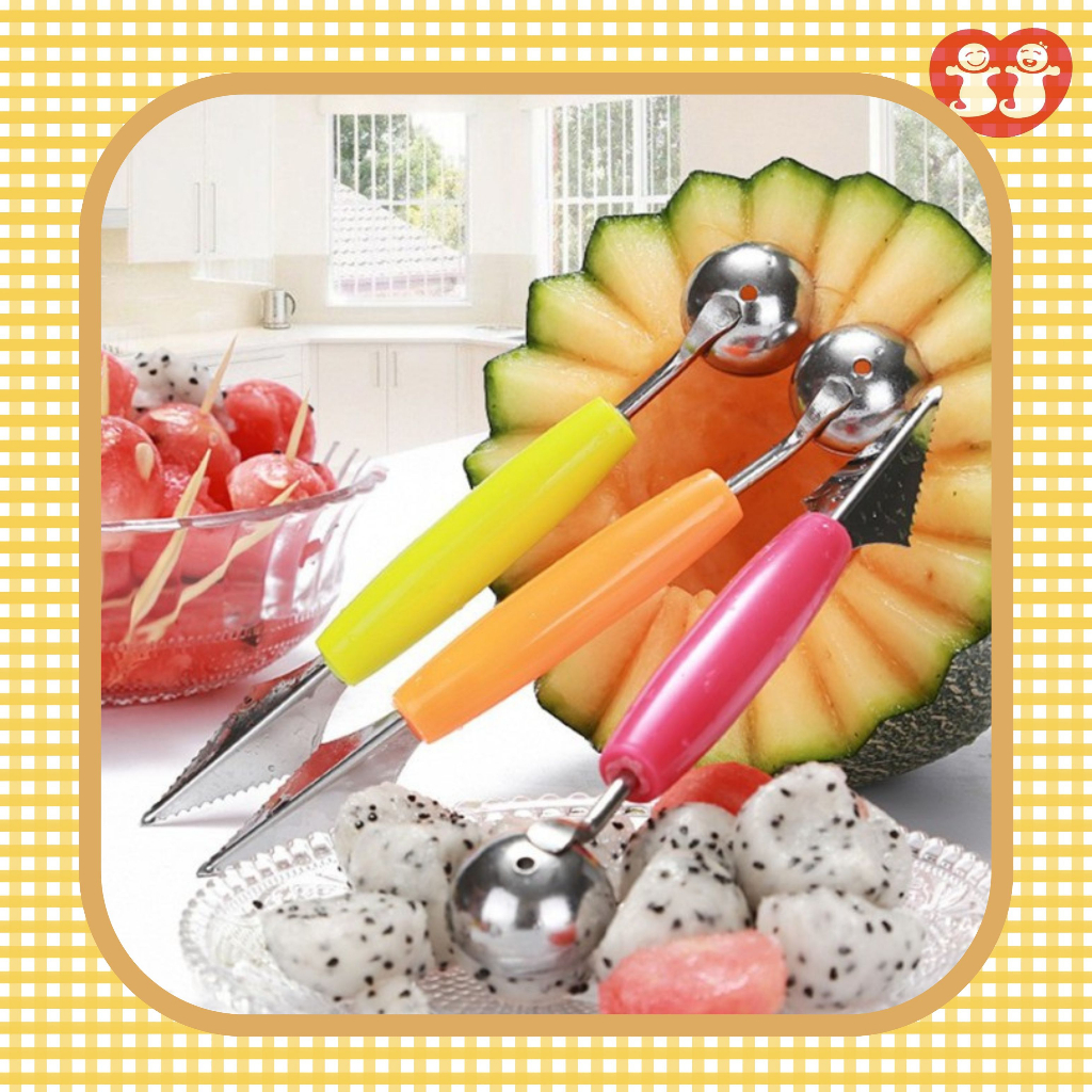 Pisau Ukir Hias Buah Bulat 2 Sisi / Stainless Steel Fruits Carve Knife