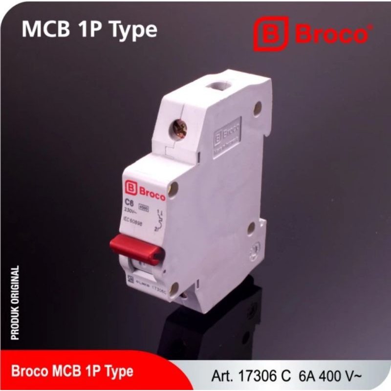 MCB Broco 6A 17306C 1 phase pengaman arus listrik