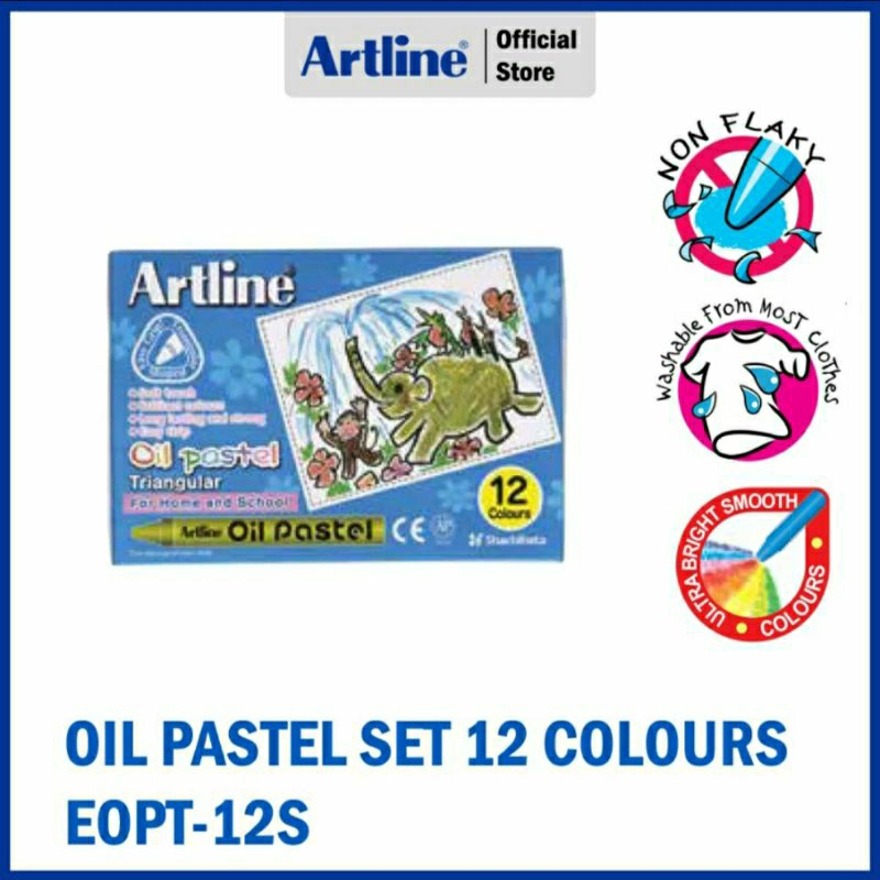 

ARTLINE Oil Pastel Set 12 Colours / Krayon Mewarnai (Free Gift)