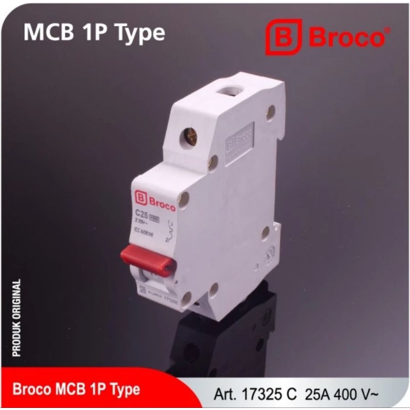 MCB 1 phase Broco 25A 17325C pengaman arus listrik