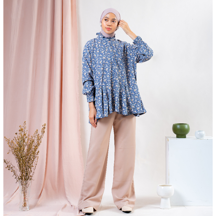 KEMEJA BLOUSE SAKURA KRINKLE MOTIF PREMIUM B665 CO